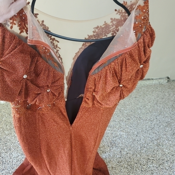 Bee Queen by Reseda Maxi Event Embellished Fall Orange Sz 12/XL/44 Dress Costume - Picture 7 of 9